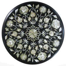 12 " Rotondo Marmo Table Top Pietra Dura Intarsiato Arte Mano Lavoro Arredo Casa