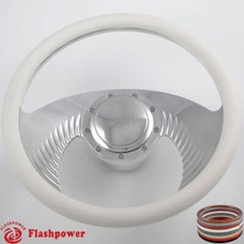 14 Billet Aluminum 9 Hole Steering Wheel Kit White Half Wrap W Horn Adapter 14 Billet Aluminum 9 Hole Steering Wheel Kit White Half Wrap W Horn Adapter