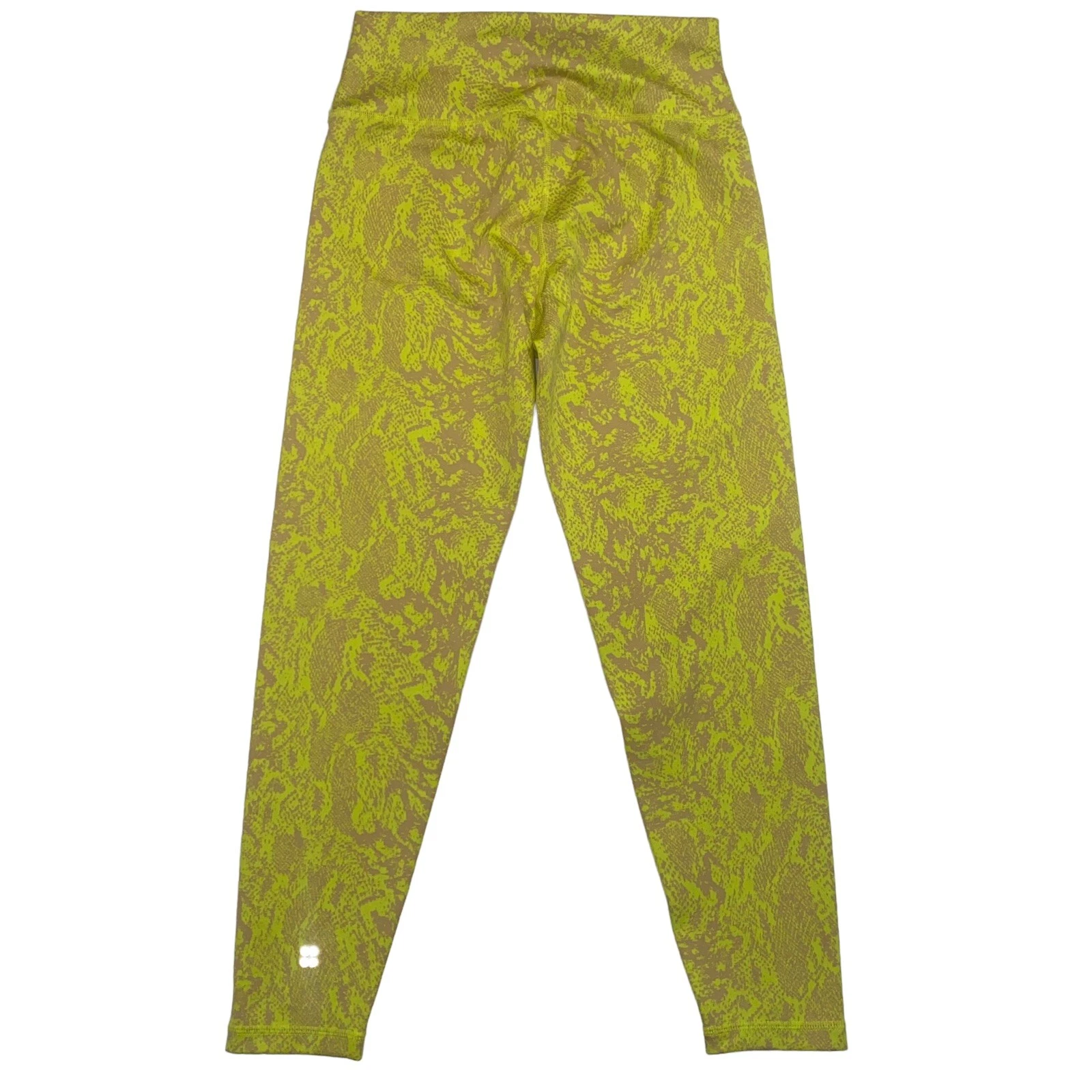 sweaty-betty flatter me neon camel snake jacquard 7/8 leggings