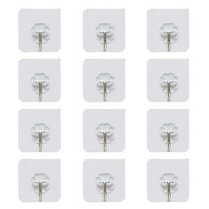 12x Adhesive Hooks Bathroom Towel Kitchen Home Hanger Sticky