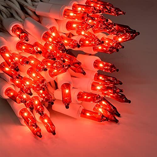 100 Red Christmas Lights White Wire 20.6 Feet Long String Lights Set For Outdoor - Picture 2 of 7