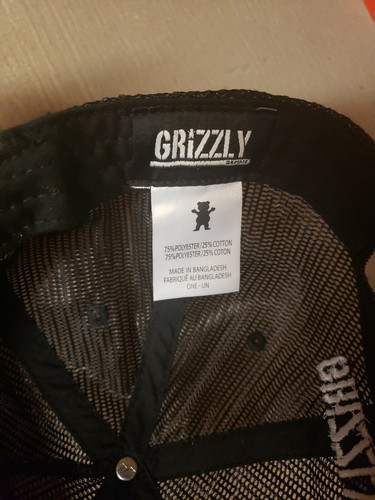 Grizzly Griptape Skateboard Black Mesh Snapback Hat SUPER RARE Patch Bear - Picture 6 of 7