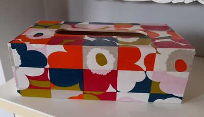  Art Deco rechteckige Taschentuchbox Deckel Halter Holz Handarbeit Decoupaged