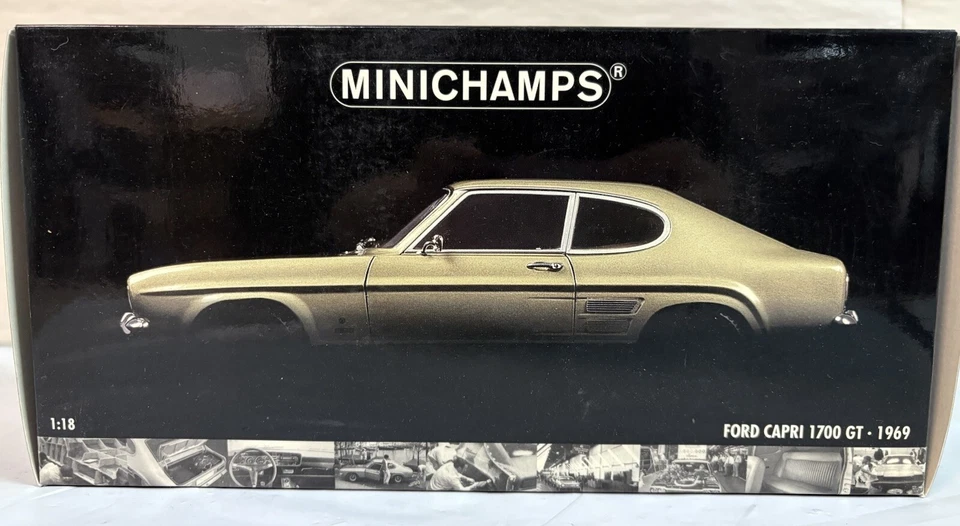 Paul's Model Art Minichamps Ford Capri 1700 GT 1969 verde modelo fundido a presión 1:18 nuevo en caja Foto 2 de 4
