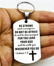 God Jesus Lord Cross BLESS FAITH Stainless Steel Keychain