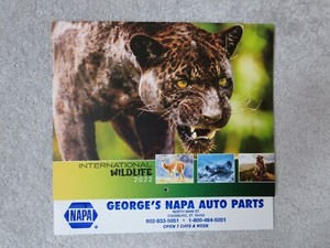 NAPA AUTO PARTS 2022 Calendar - 13 Month - "International Wildlife" Animal Theme