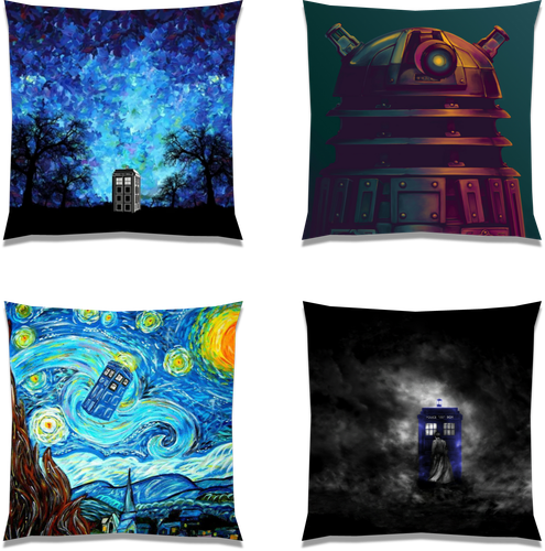 Dr Who Linen 18" x 18" Pillow Cases US Seller CASE ONLY - 第 1/8 張圖片