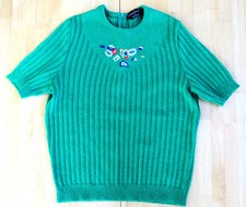 KELLY GREEN SHORT SLEEVE RIBBED KNIT SWEATER CHEST 38 JAMES KENROB by DALTON