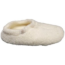 HomeTop Fuzzy Curly Faux Fur Slippers Womens Size S 5-6 White Slip on EUC