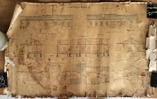 LARGE WEST CORNWALL RAILWAY DRAWING FOR DEPARTURE STATION c.1850's
