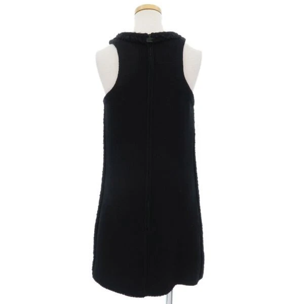 CHANEL Robe Tricot Sans Manches Femme Taille 38 COCO Marque Logo Noir - Photo 2/4