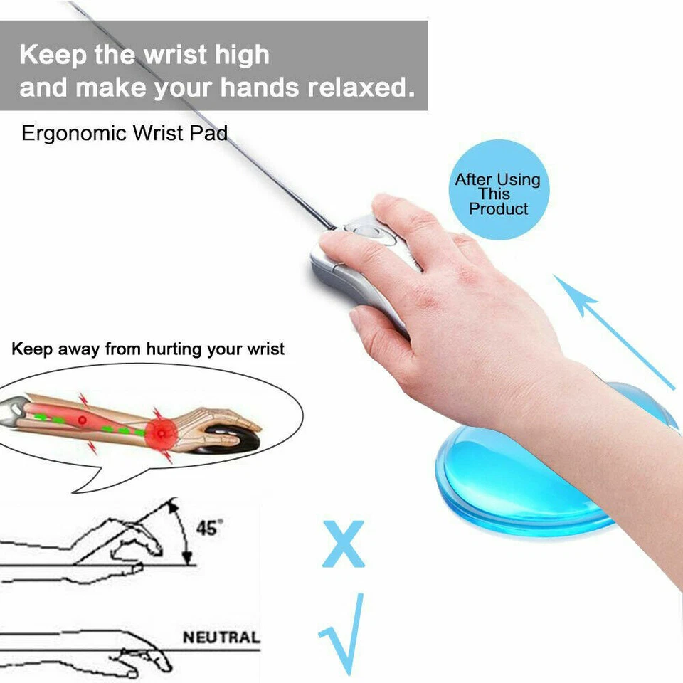Silicone Gel Wrist Rest Cushion Ergonomic Mouse Pad Reduce Wrist Fatigue Pain - Image 2 of 4