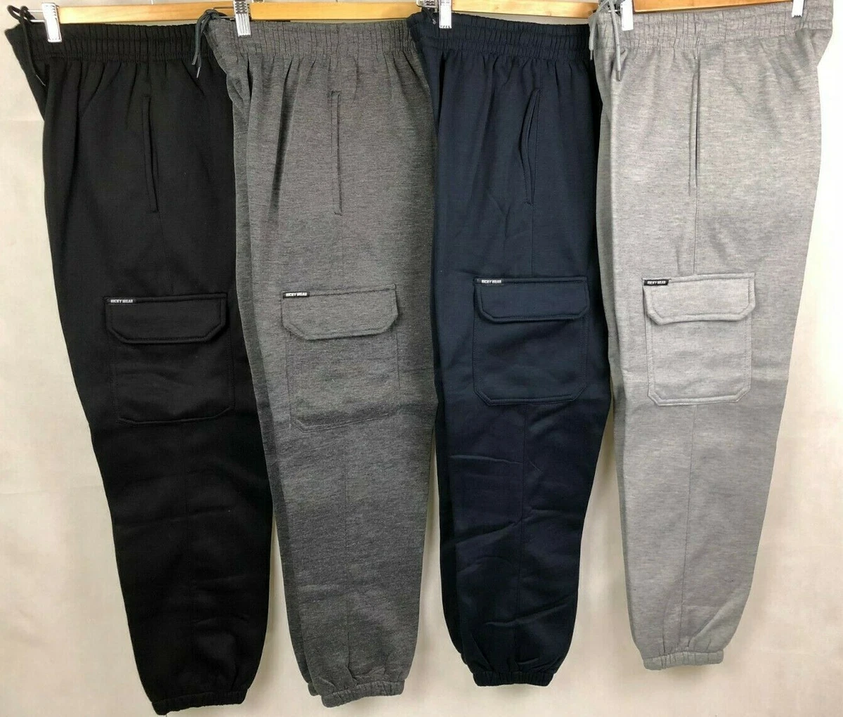 Mens Slim Fit Jogging Bottoms Cargo Combat Plain Skinny Track Sweat Pants  S-2XL | eBay