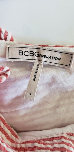 BCBGeneration Dress Women's XS Extra Small Embroidered Cotton Seersucker Mini - Picture 6 of 6