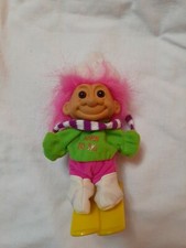 Skier Troll Doll Born To Ski 5" Vintage Russ Berrie Pink Hair