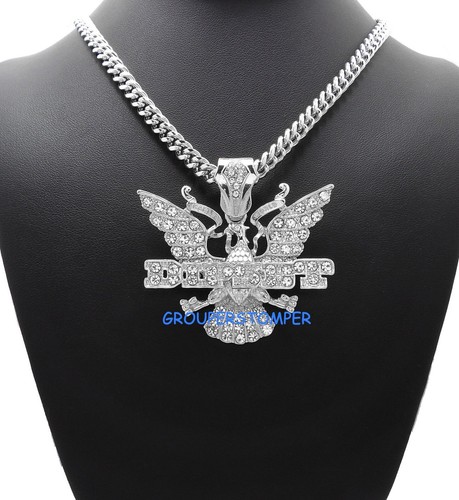 Dipset Crystal Rhinestone Pendant with Cuban Style Chain Necklace Diplomats - Picture 17 of 35