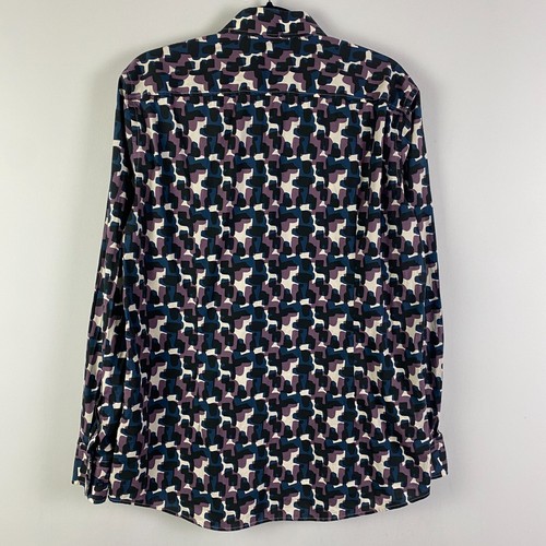 Hugo Boss Slim Fit Stretch Dress Shirt Mens 16 Purple Multicolor - Picture 8 of 13