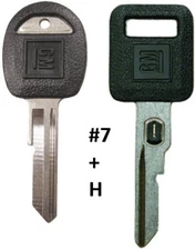GM OEM Single Sided VATS Ignition Key #7 + Doors/Trunk GM OEM "Rubber" Logo Key