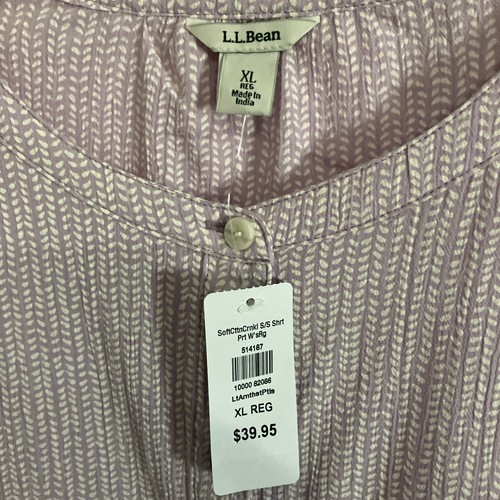 LL Bean Top Blouse XL Lavender Pink New 100% Organic Cotton - Picture 2 of 3