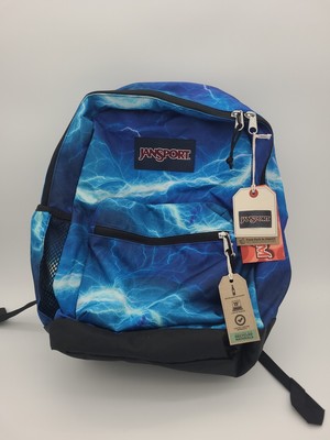 JanSport Cross Town Plus 17'' Backpack Electric Bolts Bottle Pocket Laptop Sleeve