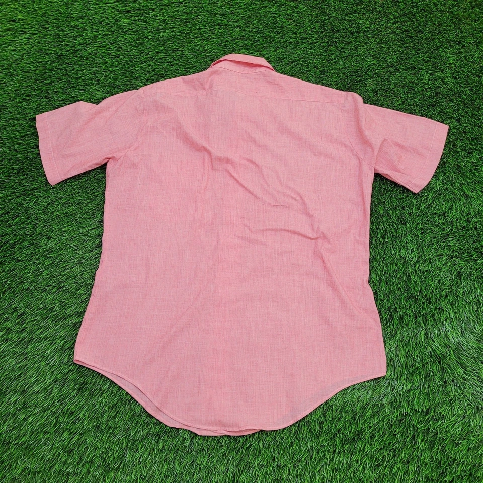 Vintage 70s Arrow Button Shirt Large 22x30 Pink USA - Image 3 of 4