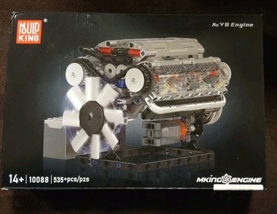 MOULD KING #10088 1:8 Scale V8 Engine Model Building Bricks 535+Pcs Motorized