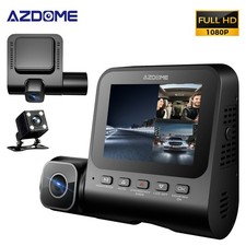 AZDOME 1080P+1080P+VGA 3 Cameras Dash Cam Park Monitor 3" Night Vision Park Mode