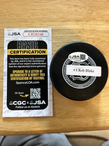 Rob Blake SAN JOSE SHARKS SIGNED AUTOGRAPHED PUCK - JSA COA CH28348 - Picture 2 of 2