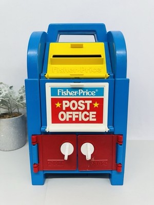 1990 Vintage Post Office Fisher Price Mail Box Pretend Play Toy Set Read