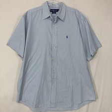 Ralph Lauren Blake Button Down Shirt XL Blue Striped Short Sleeve Relaxed Fit