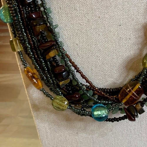 Chico's Multi-Strang Rocailles, Glas, Stein & Acryl Perlen Halskette EUC - Bild 2 von 6