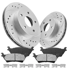6-Lug REAR Drilled Rotors + Ceramic Brake Pads for 2012 2013 - 2020 Ford F-150