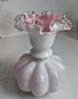 Vintage Fenton Pink Silvercrest Melon Vase
