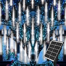 Meteor Shower Lights Outdoor Solar Meteor Light Falling Rain Lights 16 Tubes 16 