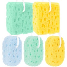 5-Pack Soft Exfoliating Bath Sponges for Men, Women, and Teens - 3 Colors