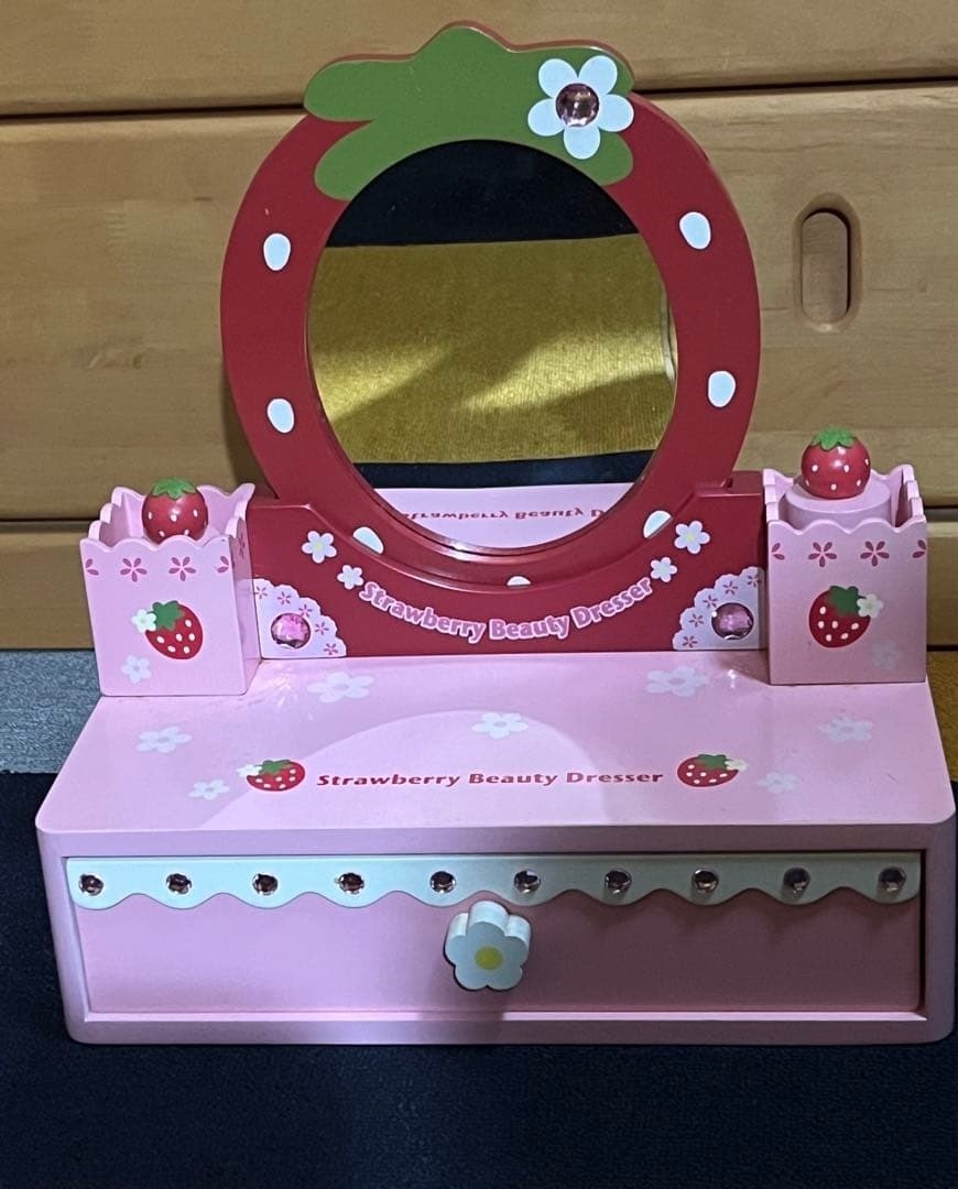 Mother Garden Wooden Play Vanity Set Kids Toy Pink Dress Up Rare