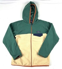 Patagonia Jacket Youth Medium 10 Retro Fleece Full Zip Green Tan Hooded