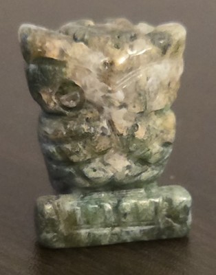 Handcarved Moss Agate Owl