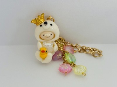 OOAK Japanese Handmade Princess Piggy Bear Hood Bag Charm Keychain
