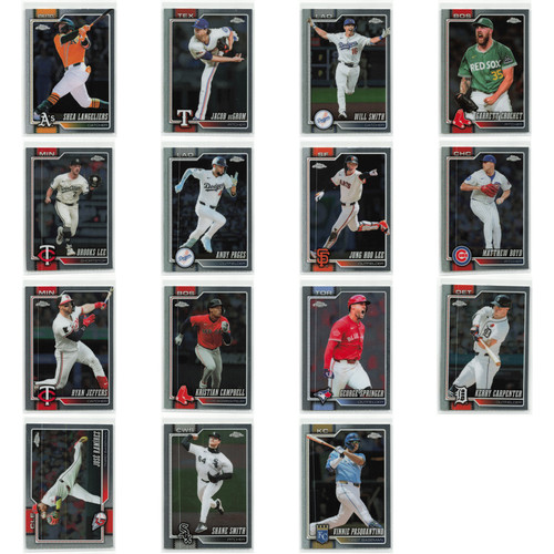 2026 Topps Chrome Baseball 15 Card Base Vet Lot, No Duplicates 