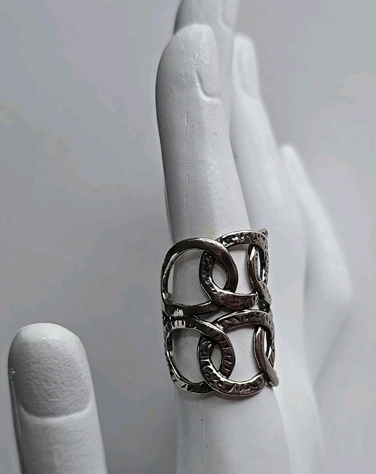Sterling Ring Interlocking Circles Marked 925 Isr… - image 1