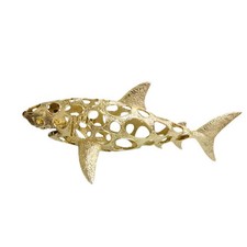 Gold-Colored Alloy Aquatic Sculpture Modern Openwork Aquatic Ornament Marine