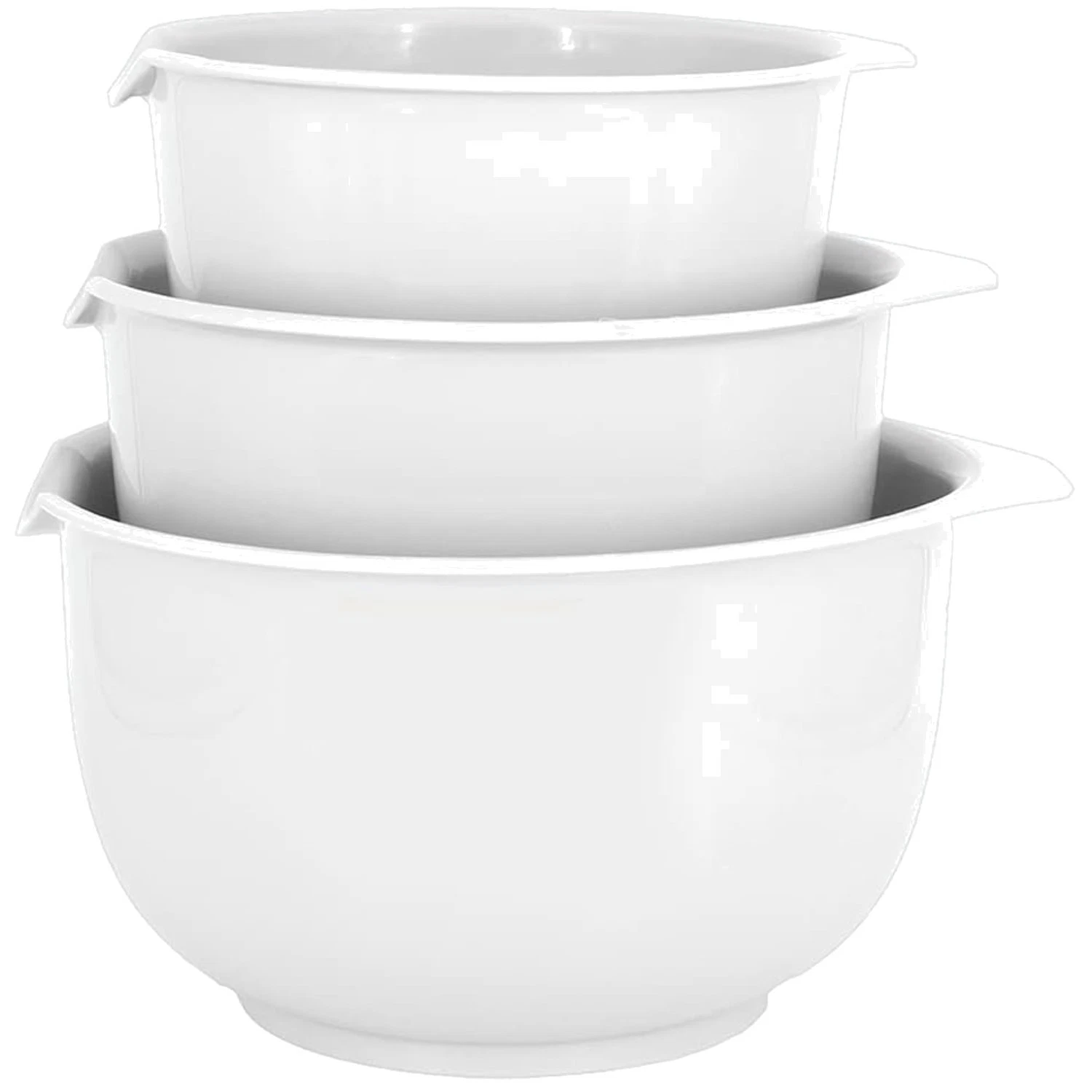 Lightweight Plastic Mixing Bowls, White, Set of 3