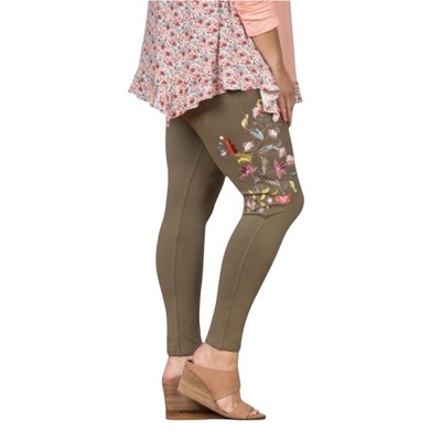 NWT Matilda Jane Size Large Scout's Honor Embroidered Pants Olive Green & Floral