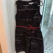 $2990 Carolina Herrera Black Metallic Jacquard A-Line Party Dress 12 Worn Once