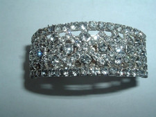 RHINESTONE SILVER TONE METAL PONYTAIL HOLDER BARRETTE UP DO HAIR ACCESSORY