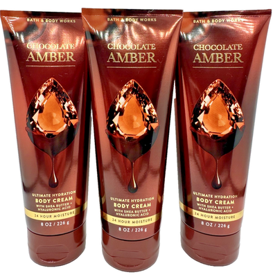 #ad NEW Bath amp; Body Works LOT of 3 Bottles Chocolate Amber Body Cream Lotion 8 oz $31.99