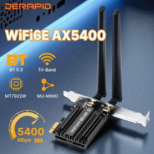 Image of WiFi 6 PCI-E AX5400 WiFi Card 3000Mbps TRI Band Bluetooth5.3 Network Adapter UK