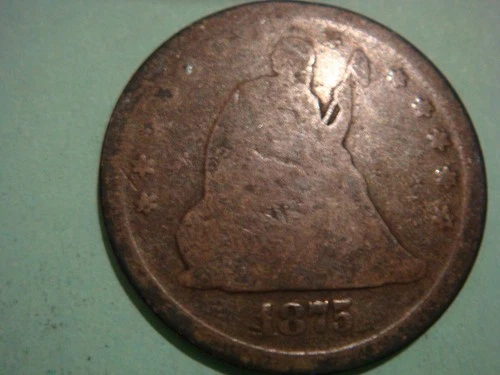 Uncleaned 1875 Seated Liberty Quarter - Good Condition