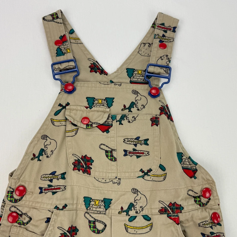 Mono con tirantes Gymboree de colección Into the Woods talla S campamento cabaña canoa oso pez exterior Foto 2 de 4